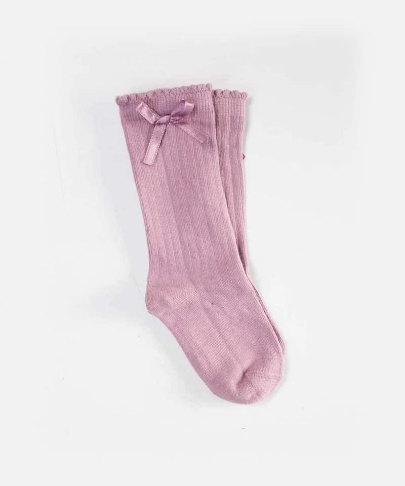 Cigit Cigit Kids Knee Length Girls Socks 2-9 Years Dried Rose