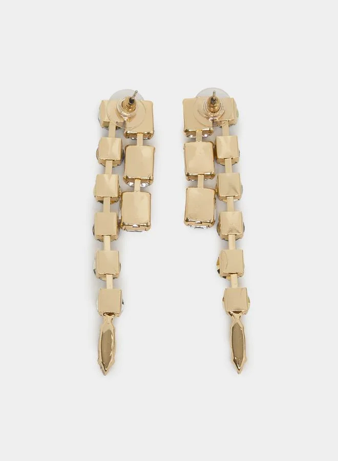 Styli Embellished Waterfall Dangle Earrings