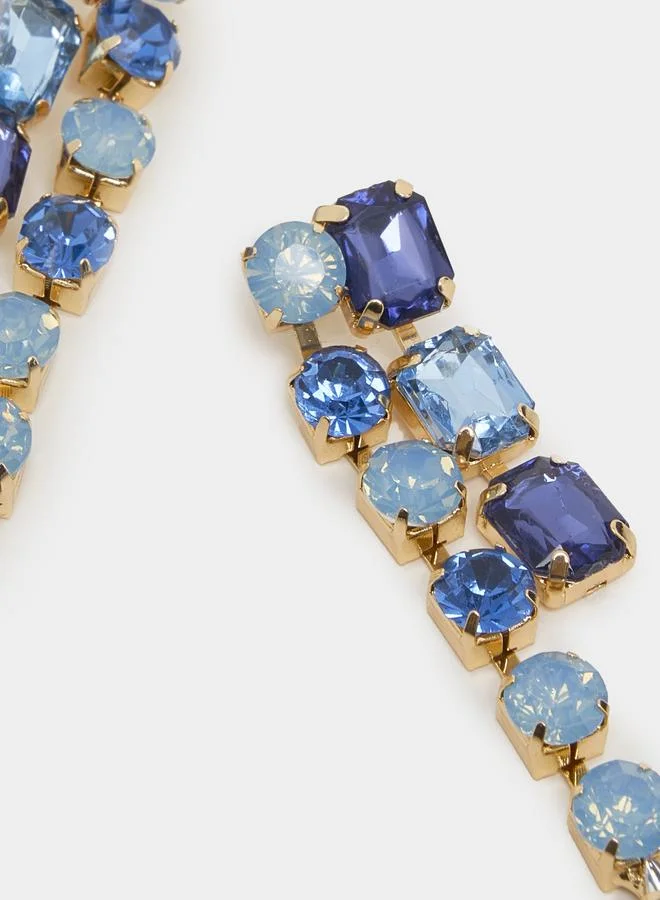Styli Embellished Waterfall Dangle Earrings