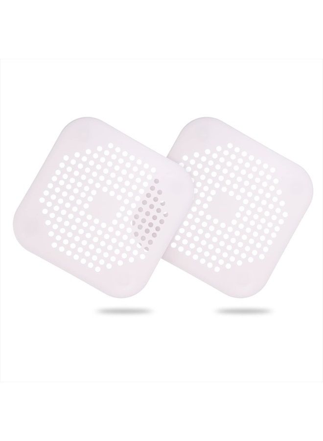 EDOBLUE 2 Pack Hair Catcher - Square Drain Cover for Shower Silicone Hair Stopper with Suction Cups Suitable for Bathroom, Bathtub, and Kitchen (White) - Image 1
