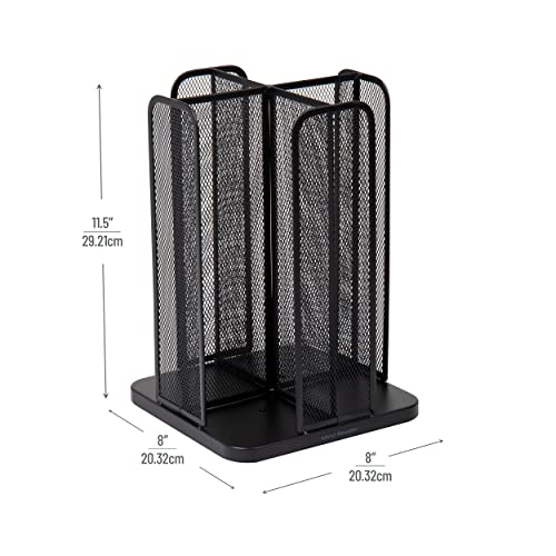 Mind Reader Network Collection, 4-Compartment Cup and Lid Dispenser, Countertop Organizer, Metal Mesh, 8"L x 8"W x 11.5"H, Black - Image 3