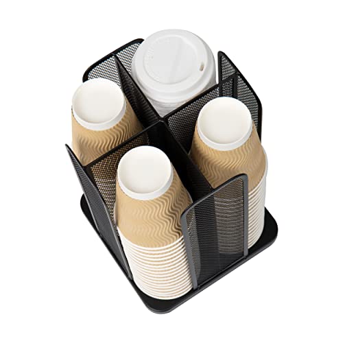 Mind Reader Network Collection, 4-Compartment Cup and Lid Dispenser, Countertop Organizer, Metal Mesh, 8"L x 8"W x 11.5"H, Black - Image 5