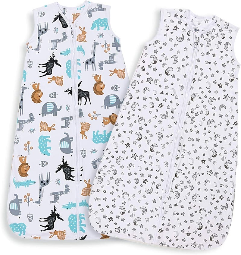 Barri Design Lictin Baby Sleeping Bag 0.5 Tog-100% Cotton 2 PCS Baby Wearable Blanket Sleeping Sack with Adjustable Length 65-85cm for 3 to 18 Months Infant - Image 1