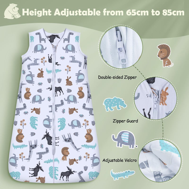 Barri Design Lictin Baby Sleeping Bag 0.5 Tog-100% Cotton 2 PCS Baby Wearable Blanket Sleeping Sack with Adjustable Length 65-85cm for 3 to 18 Months Infant - Image 2