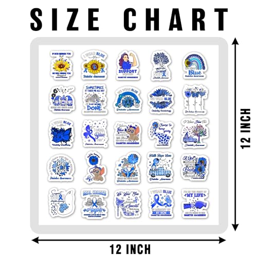 44memory 25Pcs Diabetes Awareness Stickers, Inspirational Waterproof Vinyl Stickers for Water Bottles Book Laptop Car Truck Bicycle Decorations Decorative Accessories CB059 (Medium) - Image 2