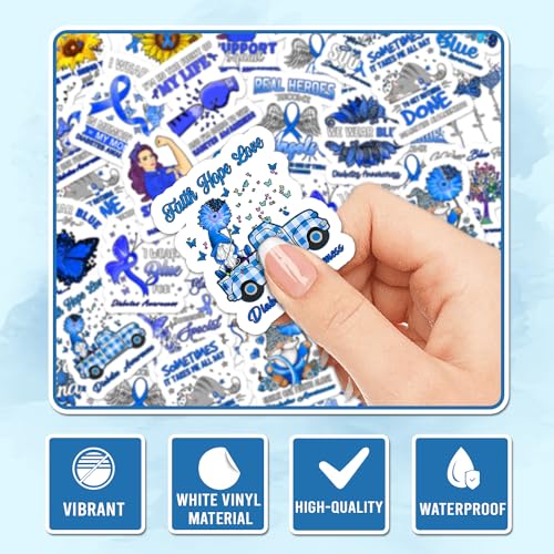 44memory 25Pcs Diabetes Awareness Stickers, Inspirational Waterproof Vinyl Stickers for Water Bottles Book Laptop Car Truck Bicycle Decorations Decorative Accessories CB059 (Medium) - Image 3