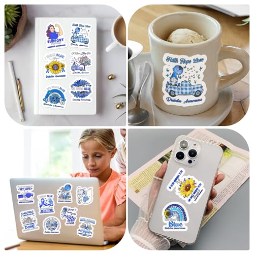 44memory 25Pcs Diabetes Awareness Stickers, Inspirational Waterproof Vinyl Stickers for Water Bottles Book Laptop Car Truck Bicycle Decorations Decorative Accessories CB059 (Medium) - Image 4