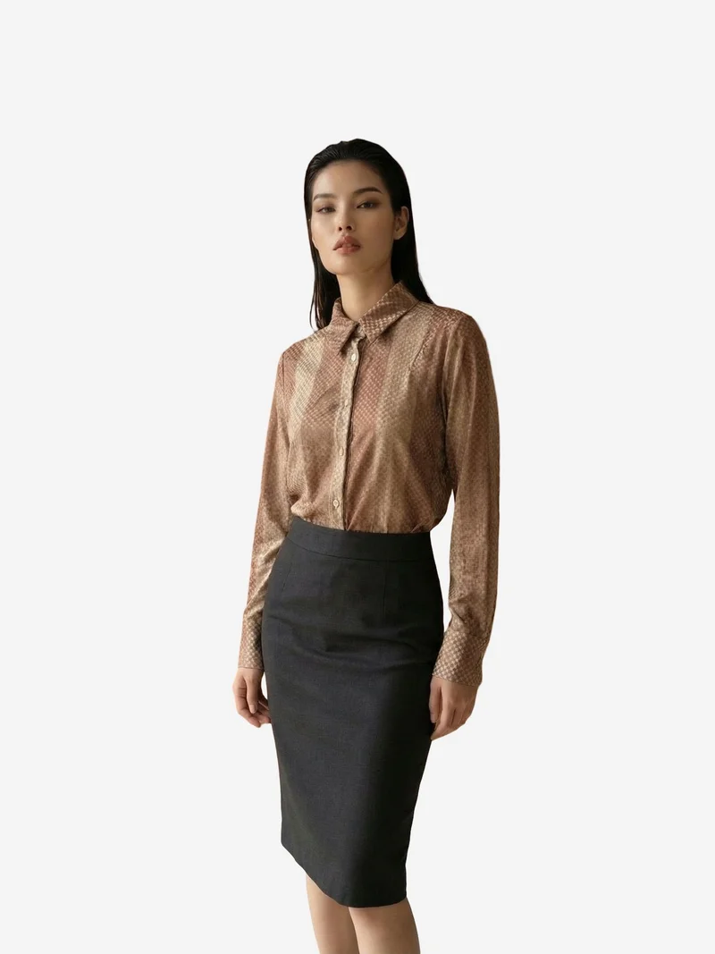 MY FASHION MY FASHION Striped Velvet Weave Button Shirt