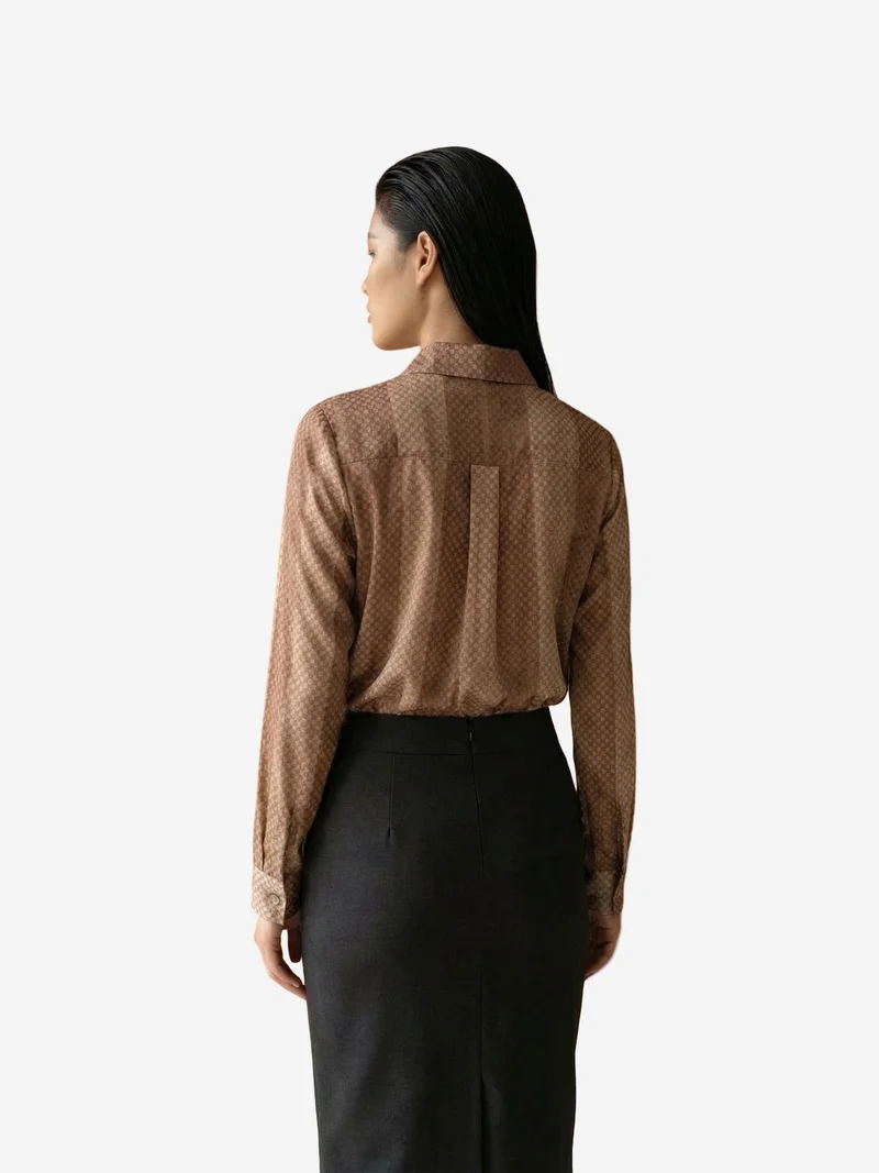 My Fashion Camel Brown MY FASHION Striped Velvet Weave Button Shirt for Women | Best Price UAE