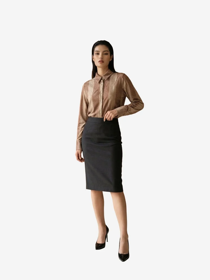 MY FASHION MY FASHION Striped Velvet Weave Button Shirt