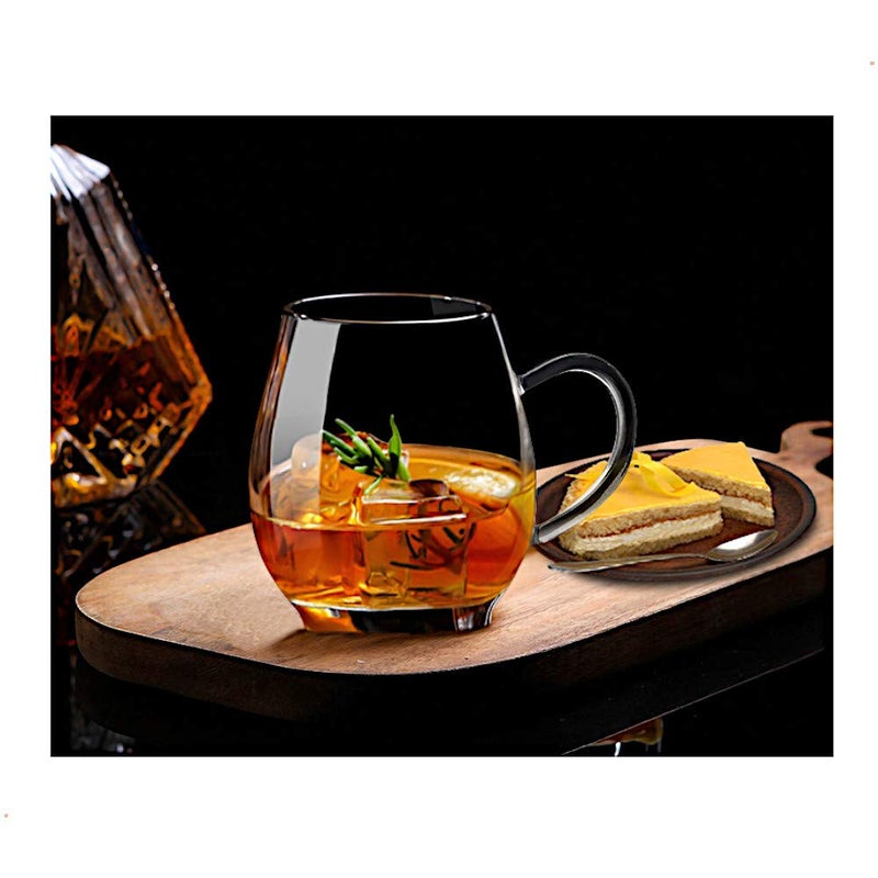 Sun's Tea Suns Tea Ultra Clear Glass Tea Mug  Coffee Mug 16 oz 470 ml  Borosilicate  Glasses w Big Handle  Simple and Elegant  Microwave Safe  Pure Glass