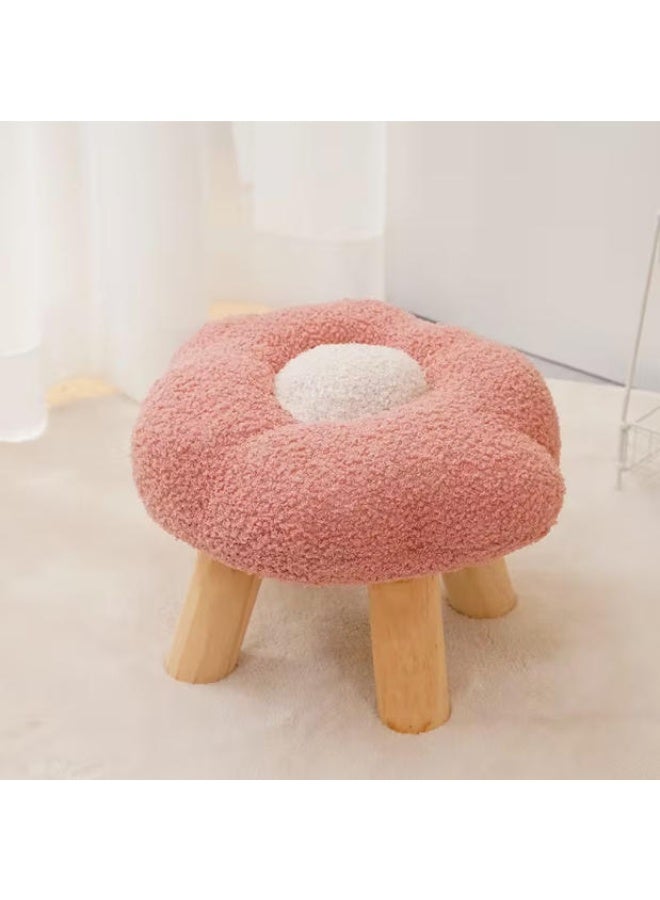 LINGWEI Kids Plush Flower Chair with Solid Wooden Legs - 31x19x31cm– Soft Padded Toddler Stool, Cute Nursery & Playroom Seating - Image 3