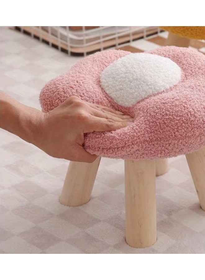 LINGWEI Kids Plush Flower Chair with Solid Wooden Legs - 31x19x31cm– Soft Padded Toddler Stool, Cute Nursery & Playroom Seating - Image 5