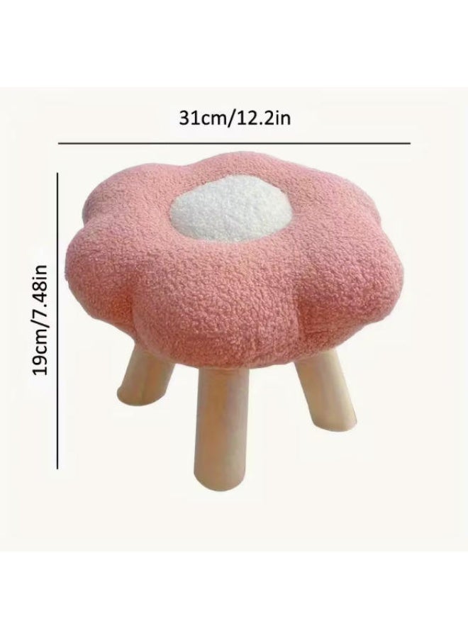 LINGWEI Kids Plush Flower Chair with Solid Wooden Legs - 31x19x31cm– Soft Padded Toddler Stool, Cute Nursery & Playroom Seating - Image 4