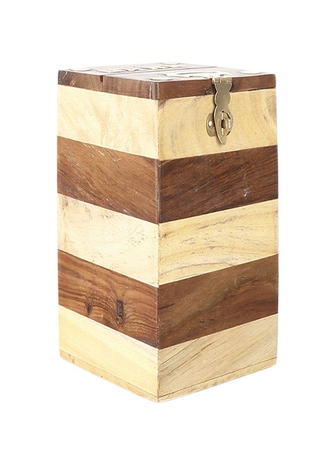 Sri Balajee Bangles Handmade Wooden Money Bank with Lock for Money Safe | Coin Box | Money Bank for Gifts for Kids, Girls, Boys & Adults Children - Image 1