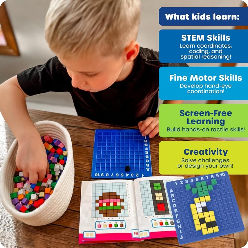 Learning Resources STEM Explorers Pixel Art Challenge - 402 Pieces, Ages 5+ STEM Learning Activities for Kids, Math and Coding Games for Kids - Image 3