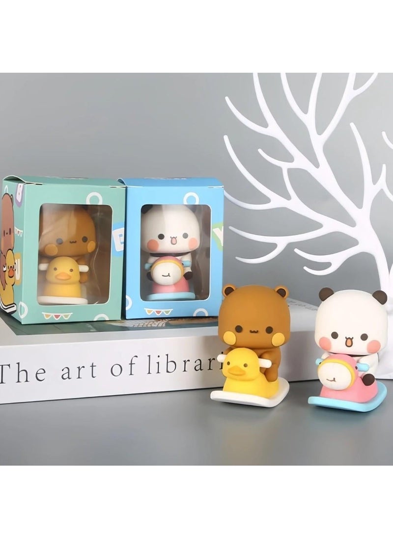 Arabest Panda and Bubu Bobblehead Desktop Figurines Cloth [exquisite gift box] riding horse