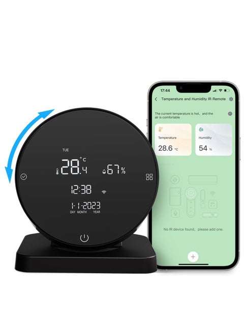 Smart WiFi Indoor Thermometer Hygrometer Temperature Humidity Sensor with IR Remote Control LCD Display Remote Monitoring Compatible with Tuya App Remote Control and Alexa Google Assistant