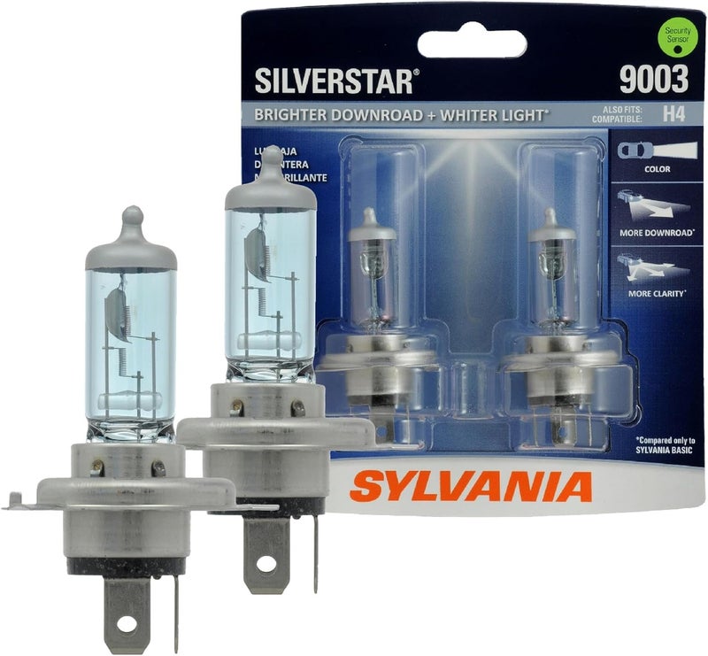 SYLVANIA 9003 SilverStar High Performance Halogen Headlight Bulb - Brighter Downroad & Whiter Light (2 Bulbs) - Image 1