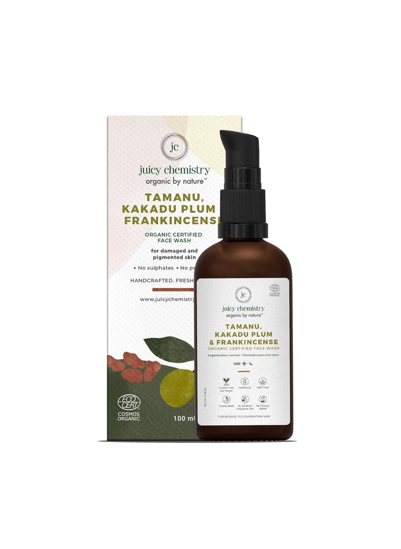 Juicy Chemistry Juicy Chemistry  Certified Organic  100 Face Wash w Natural Tamanu Kakadu Plum  Frankincense for Damaged  Pigmented Skin 100ml 