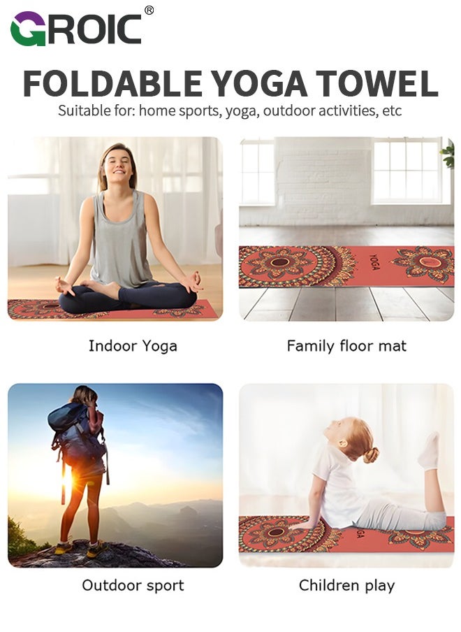 GROIC Yoga Mat Towel with Corner Pockets, Non Slip Sweat Absorbent Hot Yoga Towels, Soft Yoga Blankets with Travel Bag, Skidless Mat Cover for Workout, Gym, Fitness - 72.8"x 24.8"  - Image 3