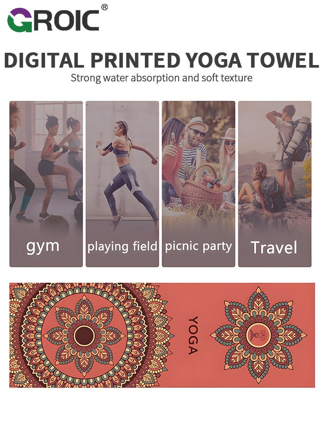 GROIC Yoga Mat Towel with Corner Pockets, Non Slip Sweat Absorbent Hot Yoga Towels, Soft Yoga Blankets with Travel Bag, Skidless Mat Cover for Workout, Gym, Fitness - 72.8"x 24.8"  - Image 2