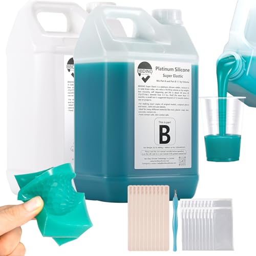 BBDINO Silicone Mold Making Kit - Super Elastic Silicon for Mold-Making 2 Gallons - Platinum Grade 1A:1B Mixing- Ideal for Resin/Silicone/Soap Molds Casting Jade Green - Image 1