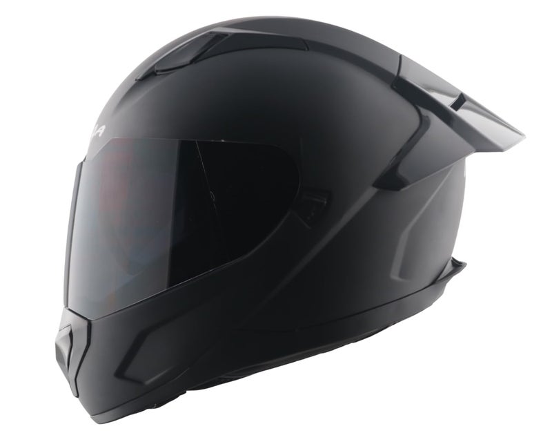 Vega Rapid D/V Full Face Motorcycle Helmet with Spoiler, Extra Smoke Visor, Matte Shell, Shock Absorbing Liner, Comfortable Interior, Ventilated Fit, and Trendy Dull Black Finish Dull Black-L - Image 1