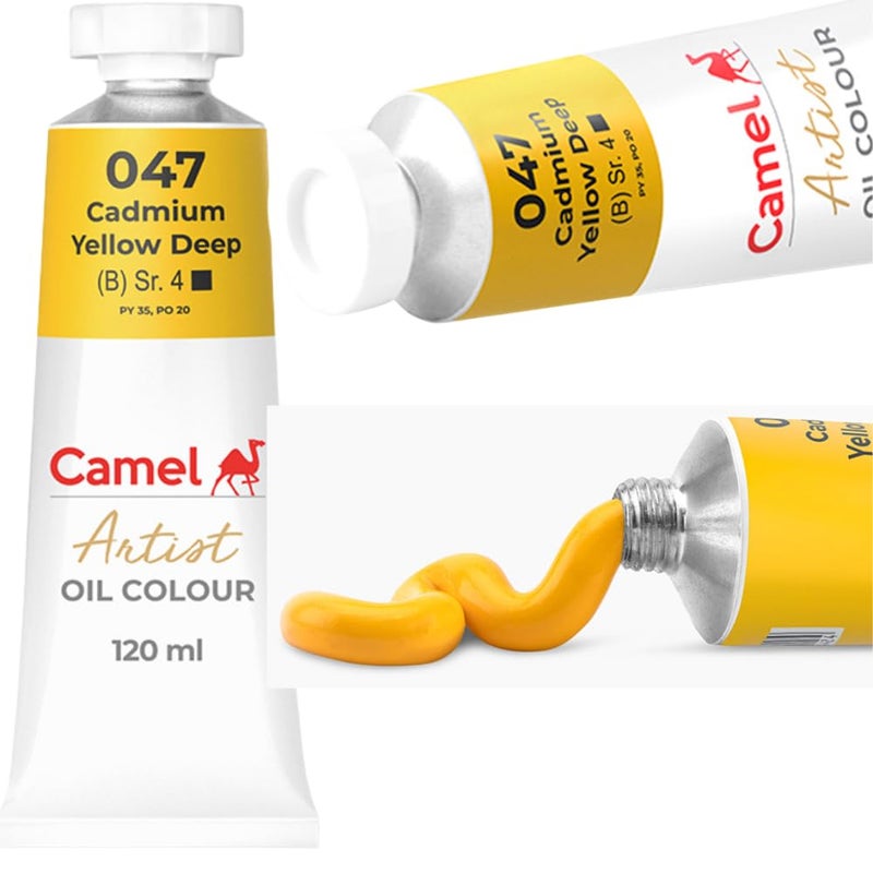 Camlin Kokuyo Artist Oil Colour 120 ml Series 4 Cadmium Yellow Deep - Image 2