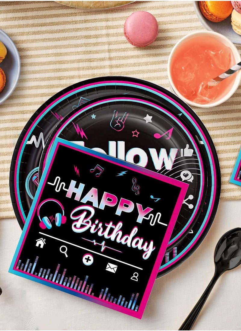 Moovant - 90PCS Disposable Tableware, Music Birthday Party Tableware Set with Tablecloth and Banner, Tea Party Supplies Decorations for Music Themed Themed Birthday Party - Image 1