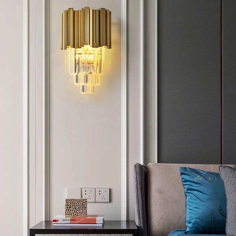 Modern Gold Luxury Crystal Wall Lamp Led Light E14 Bulbs For Bedroom Living Room Study Home Lighting Fixtures - Image 3