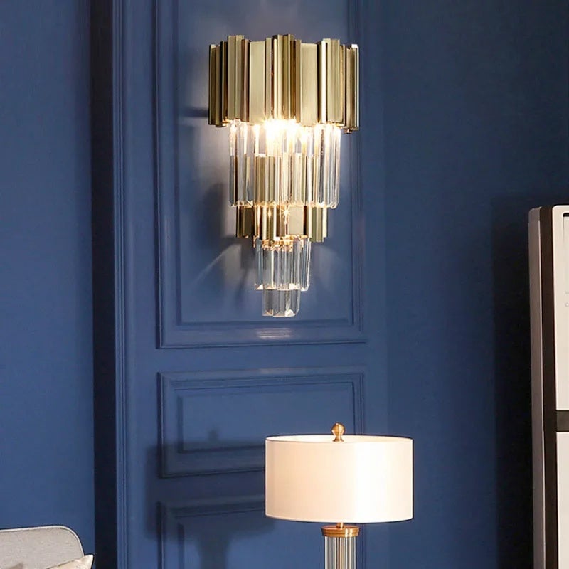 Modern Gold Luxury Crystal Wall Lamp Led Light E14 Bulbs For Bedroom Living Room Study Home Lighting Fixtures - Image 5