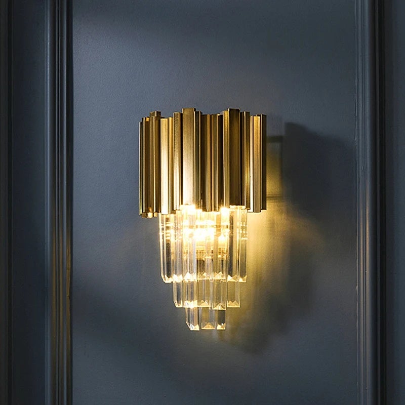 Modern Gold Luxury Crystal Wall Lamp Led Light E14 Bulbs For Bedroom Living Room Study Home Lighting Fixtures - Image 1