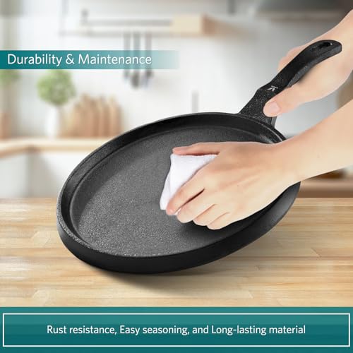 VAYA HauteChef Pre-Seasoned Cast Iron Omelette/Egg Pan, 24 cm, Naturally Non-Stick, 100% Pure, Premium & Toxin-Free, Induction-Base Suitable for All Stovetops, Ideal for Pancakes, Dosa & Pizza - Image 4