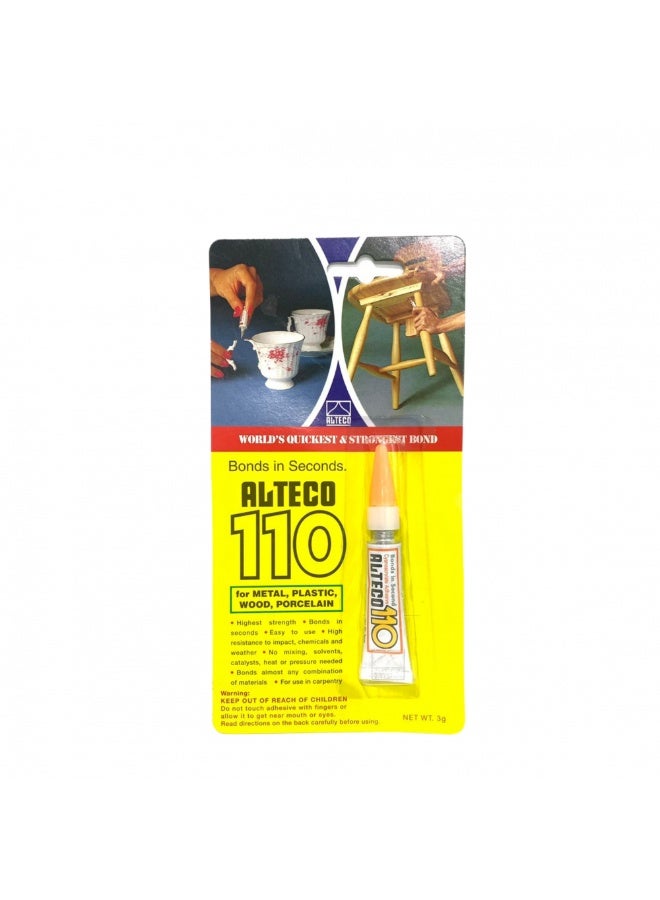 ALTECO 110 Instant Super Glue, 3g Tube, Strong & Fast Bonding with Clear Finish - Image 2