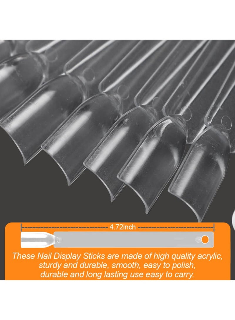 KHAJUL 200 Pcs Nail Swatch Sticks, Nail Swatch Sticks with Ring and Numbered Tips, Clear Fan shaped Display for Nail Art Polish Practice (Clear) - Image 4