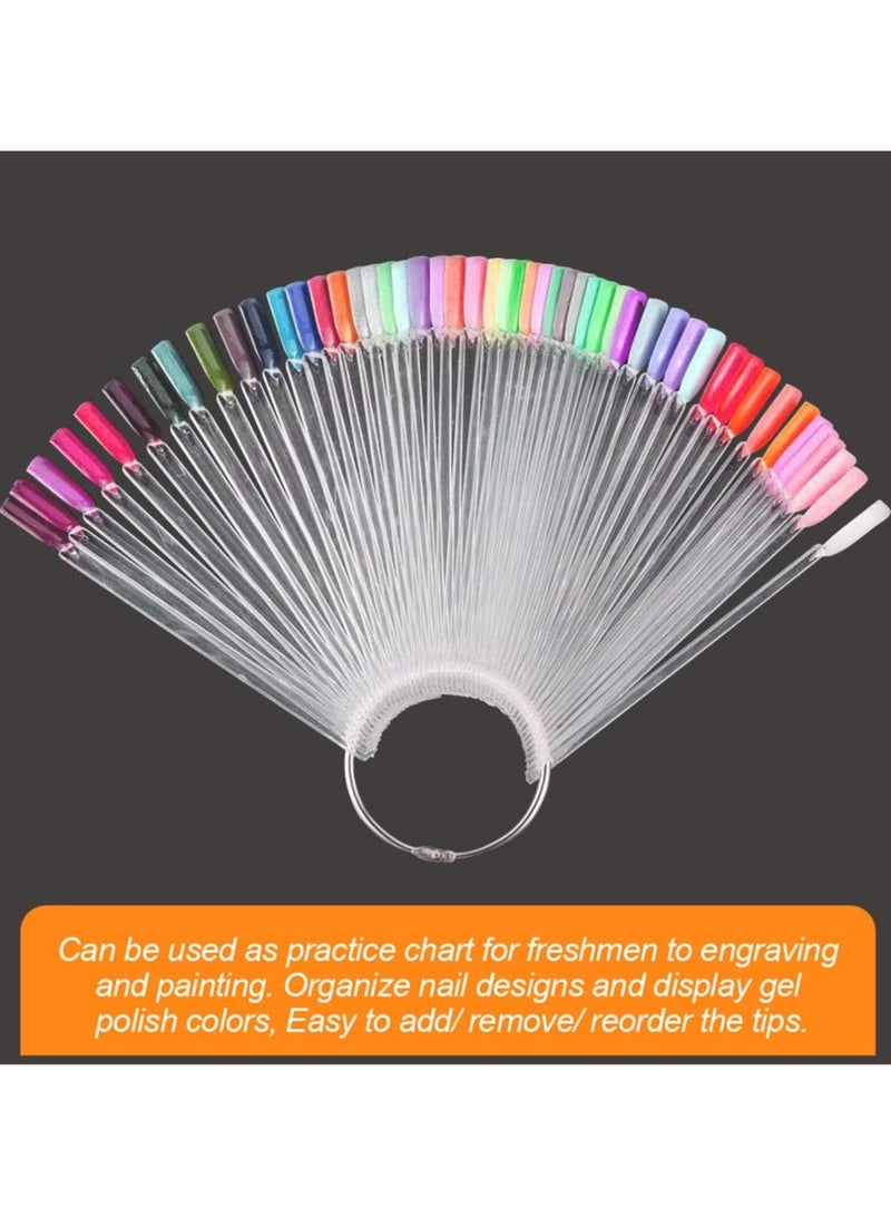 KHAJUL 200 Pcs Nail Swatch Sticks, Nail Swatch Sticks with Ring and Numbered Tips, Clear Fan shaped Display for Nail Art Polish Practice (Clear) - Image 3