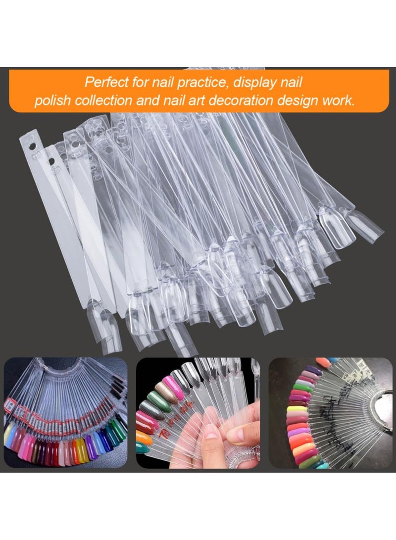 KHAJUL 200 Pcs Nail Swatch Sticks, Nail Swatch Sticks with Ring and Numbered Tips, Clear Fan shaped Display for Nail Art Polish Practice (Clear) - Image 5