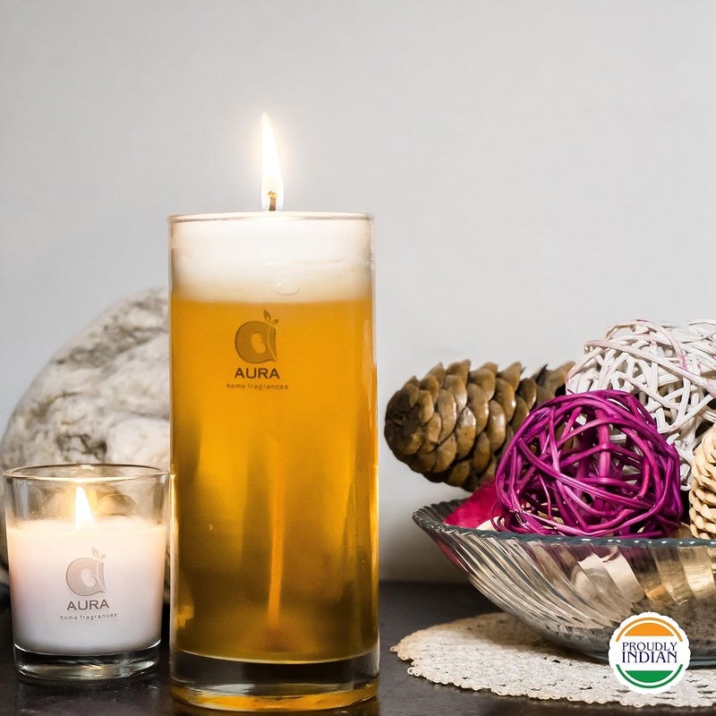 AURA شموع زجاجية معطرة برائحة البيرة من أورا، وقت الاحتراق 90 إلى 100 ساعة، عبوة من 4، رائحة الياسمين - Image 3