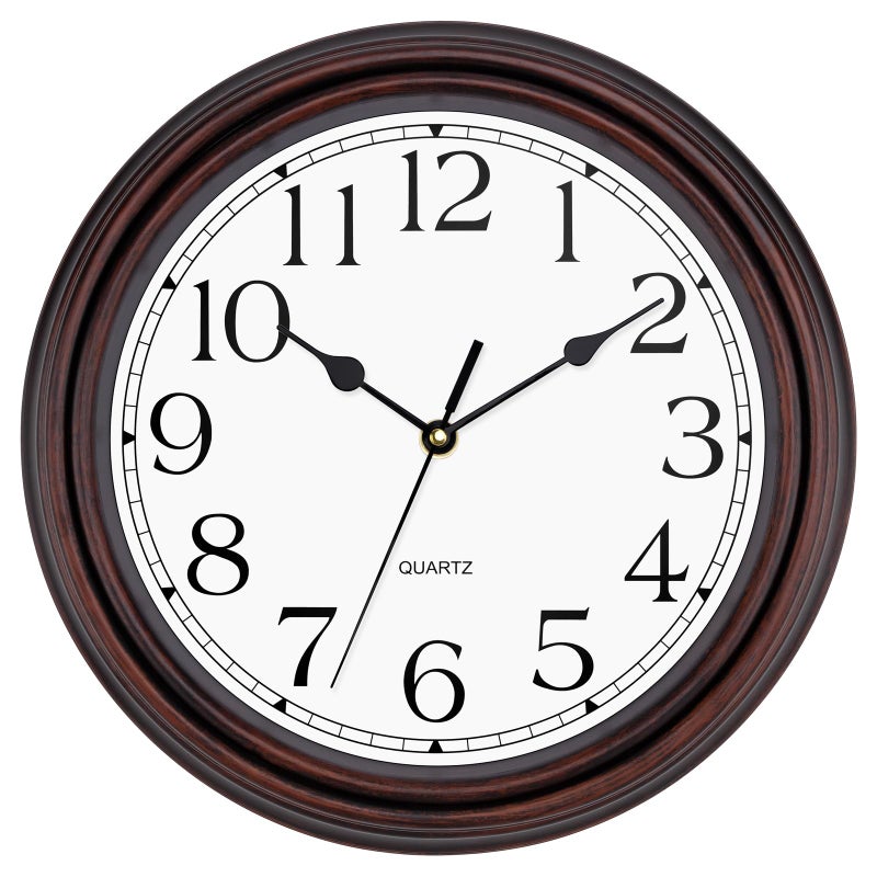 Foxtop 12 Inch Wall Clocks Battery Operated Silent NonTicking Classic Vintage Retro Wall Clock Decorative for Office Living Room Kitchen Home Bronze