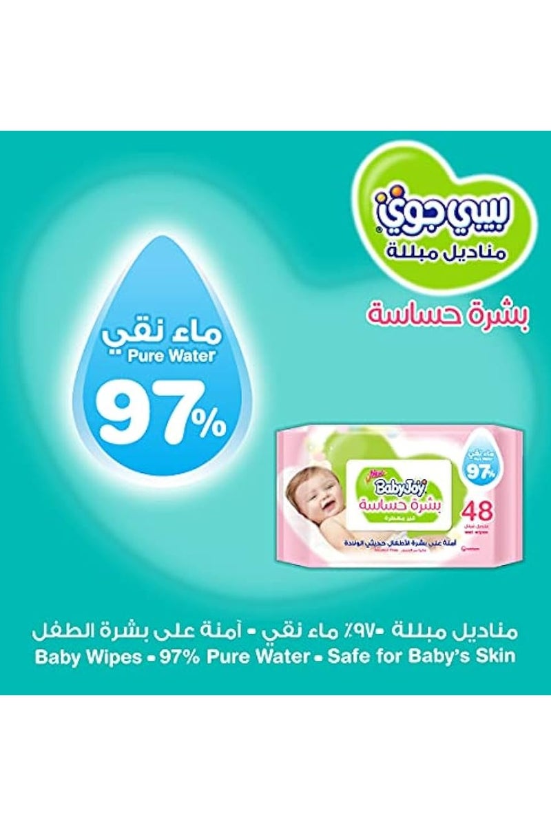 BabyJoy Sensitive Skin Wet Wipes, Unscented,( Pack of 2 )48 Baby Wipes - Image 2
