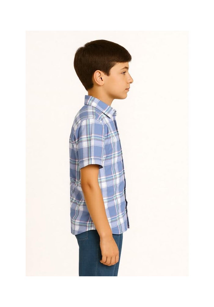 CHARCHIT CAVIO Boys Cotton Half Sleeves Checkered Casual Shirt and T-Shirt - Image 3