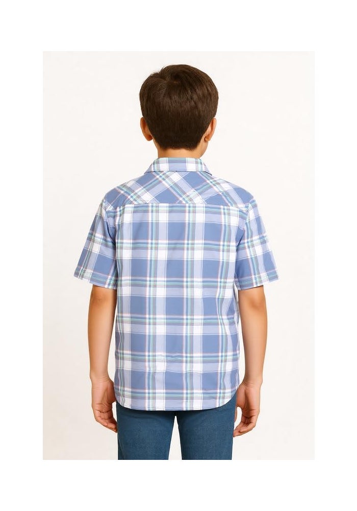 CHARCHIT CAVIO Boys Cotton Half Sleeves Checkered Casual Shirt and T-Shirt - Image 2