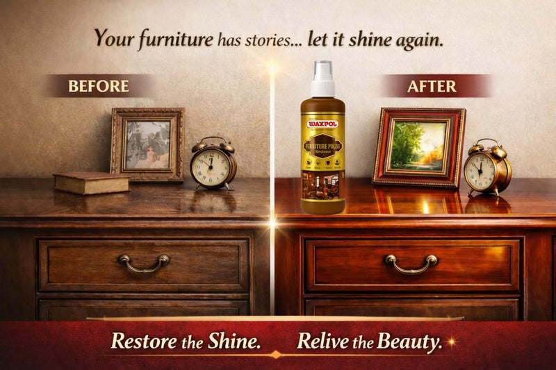 Waxpol Furniture Polish Restorer Wood Polish Shine Spray for Furniture, Cabinets, and Wardrobes, Restores & Maintains Wood Shine 200 ml - Image 4