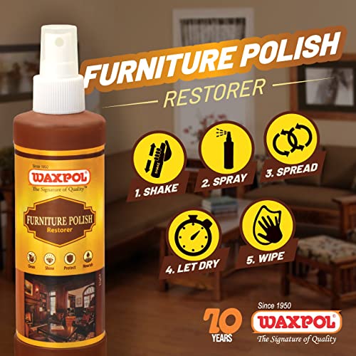 Waxpol Furniture Polish Restorer Wood Polish Shine Spray for Furniture, Cabinets, and Wardrobes, Restores & Maintains Wood Shine 200 ml - Image 3