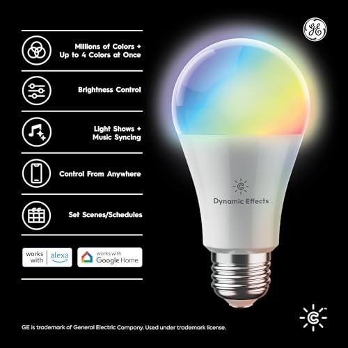 Cync مصابيح LED الذكية GE Cync بتأثيرات ديناميكية A19، أضواء ملونة تتغير مع الموسيقى عبر البلوتوث وواي فاي، متوافقة مع أليكسا وجوجل هوم (عبوة 2) - Image 2
