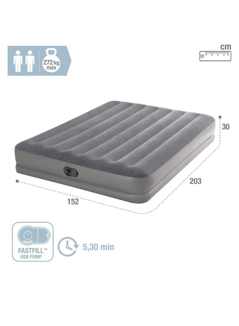 INTEX Dura Beam Prestige Airbed With Fastfill USB Pump, Twin Size, PVC Dark Grey, 191 x 99 x 30 cm - Image 4