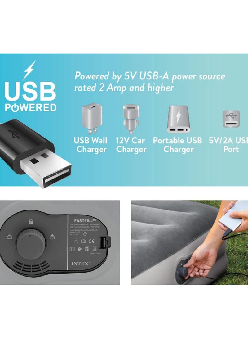 INTEX Dura Beam Prestige Airbed With Fastfill USB Pump, Twin Size, PVC Dark Grey, 191 x 99 x 30 cm - Image 5