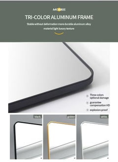 Beauenty Mirror Full Length 150cm-40cm Aluminum alloy Large Standing Dressing Mirror Hanging Leaning Against Wall Mounted Mirror with Stand for Bedroom Locker Room Living Room (Black)  - Image 3