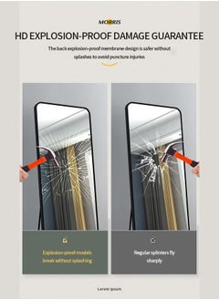 Beauenty Mirror Full Length 150cm-40cm Aluminum alloy Large Standing Dressing Mirror Hanging Leaning Against Wall Mounted Mirror with Stand for Bedroom Locker Room Living Room (Black)  - Image 4